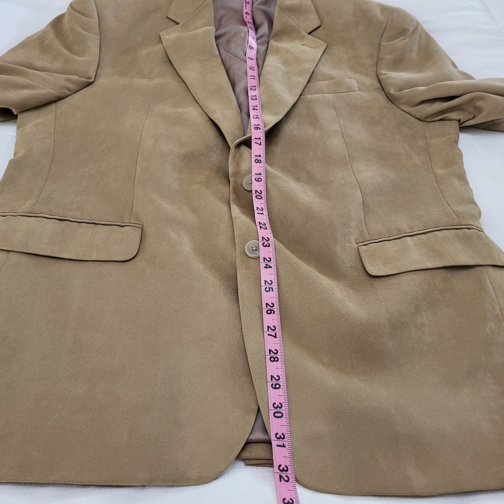 Lauren Ralph Lauren Tan Beige Faux Suede 2 Button Blazer Sport Coat 44R - Picture 10 of 12